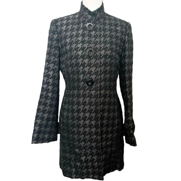 Donna Degnan Long Sleeve Button Front Houndstooth Patterned Blazer Size 8 - Picture 1 of 11